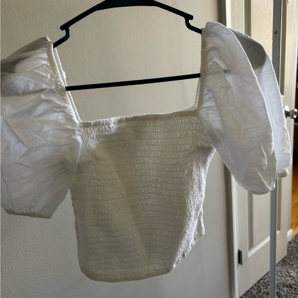 Abercrombie White Puff Sleeve Blouse